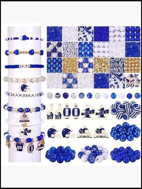 Assorted Beads Bracelet Kit DIY Jewelry Making with Football Charms